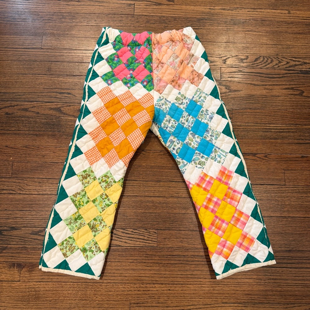 Vintage Quilt Pants - Upcycle Patchwork Boho Straight Leg Pants One of a Kind